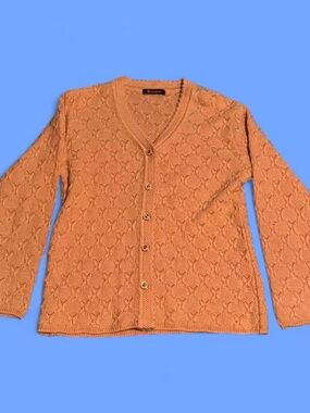Classic Orange V-Neck Button Cardigan Sweater